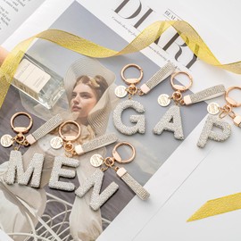 MORSUNBELA Initial Letters Keychain Letter K Key Ring Key Chains for Ladies Cute