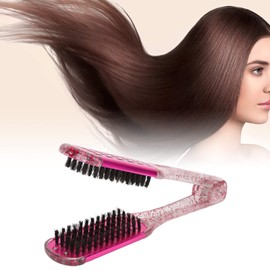 Double Sided Straightening Brush, Rose Red Hair Straightening Clamp Brush, Hair Styling Comb, Hairdressing Comb, Double Sided Comb for Soft Hair, Detangling Comb
