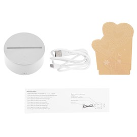 4.5V USB 3D Illusion Visual Romantic Night Lamp 7 Colors Touch Desk Table Light(White Base)