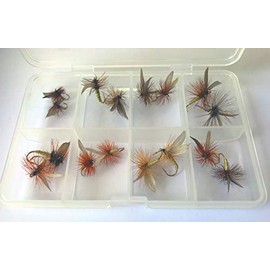 BestCity Fly Fishing DRY FLY GREENWELLS GLORY Set of 16 flies with Clip shut Fly Box