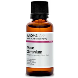 BIO - Rose Geranium Essential Oil - 30mL - 100% Pure, Natural, Chemotyped and AB Certified - AROMA LABS (French Brand)