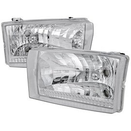 Factory style Headlights (Chrome Housing/Clear Lens) Made for and Compatible with 1999-2004 Ford F-250/F-350/F-450/F-550/Excursion