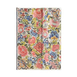 Pear Garden (Peking Opera Embroidery) Midi Unlined Hardcover Journal: Hard Cover, Wrap Closure, 120 gsm, Ribbon Marker, Memento Pouch