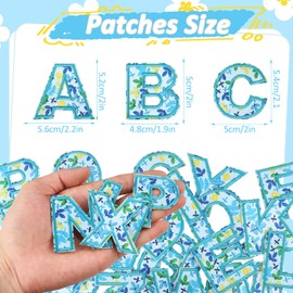 Letter Patches Self-Adhesive for Kids Clothing: Blue 26Pcs Flower Letters Patch Stickers A-Z Alphabet Applique - Cute Fabric Letters Patches Stick on Jackets Jeans Hats Bags DIY Crafts