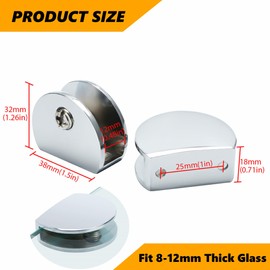 Alise Glass Shelf Bracket Adjustable Shower Brackets,Heavy Duty Clamp Holder for 8-12mm Glass Shelves,Wall Mount Clamps Clip Support Hardware Replacement Parts,BL3012-4P Polished Chrome Pack of 4