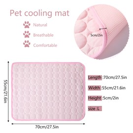 YXHZVON Pet Cooling Mat, Washable Dog Mat, Summer Cooling Pad for Dogs, Self Cooling Dog Mat for Home, On the Go or in the Car, 70 x 55 cm, L, Pink