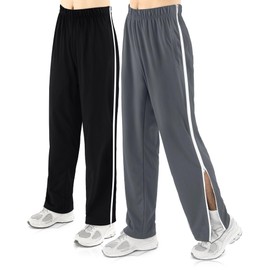 Wovnet 2 Pack Tear Away Pants for Men Sweat Basketball Pants 2 Side Zippers Off Full Open Sweatpant with Pockets(Black，Dark Gray,S)