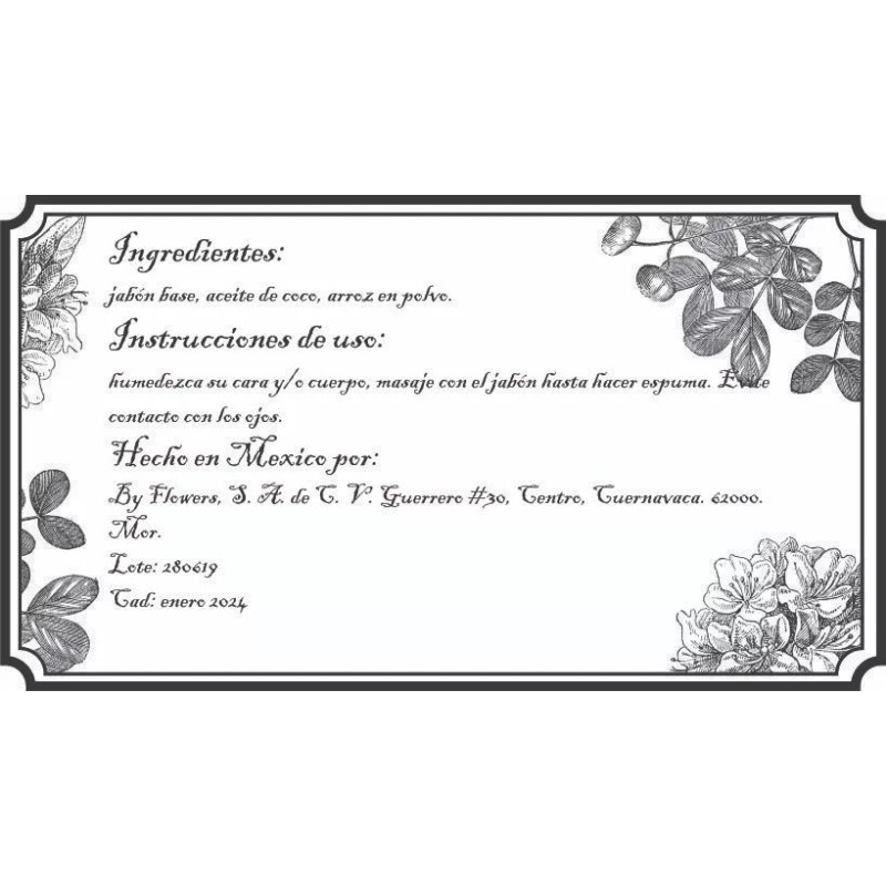 Flowers Jabón Arroz Orgánico Natural Aclara Blanquea