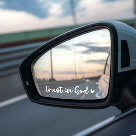 3X Trust in God Rearview Mirror Decal, Vanity Mirror Stickers, Rear View Mirror Vinyl Decal, Car Accessories Gifts, Car Decal for Women, Car Window Decal, Self Affirmations Decal
