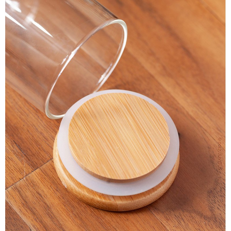 4 oz Premium Borosilicate Clear Tall Glass Jars with Bamboo