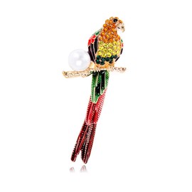 Fashion Parrot Shawl Sweater Brooch Pin for Women Girls Bird Animal Faux Pearl Rhinestone Pin Clip Scarves Dress Jackets Suit Backpacks Decoration Brooches Pins Cute Jewelry Gifts Christmas