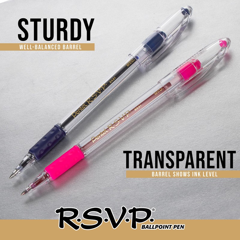 Pentel Rsvp Stylus Ballpoint Pen, Medium Line, Blue Ink, Pack