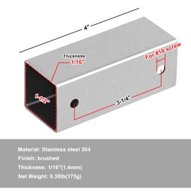 4 Pcs 1-1/2" Slip Square Tube Coupler, Straight Line Square Tube Connector for Fence Rail, Stainless Steel