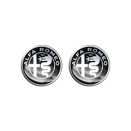 3D Sticker Alfa Romeo Logos, Black and White, Set of 2, 12 mm