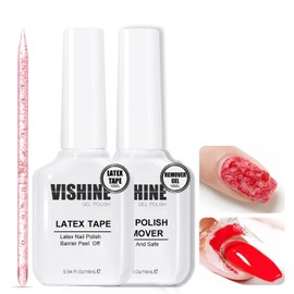 Vishine Nagellackentferner-Set – Nagellackentferner, schnell 3 – 5 Minuten mit flüssigem Latex, abziehbar, Nagelhautschutz, Barriere für Nail Art, Entfernung UV-Gel, semi-permanent, ohne Aceton