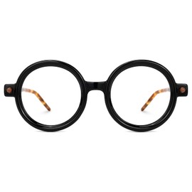 Zeelool Vintage Thick Round Blue light blocking Eyeglasses for Women Men Rahman ZJGX633614-02 Black
