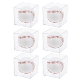sourcing map 6pcs Baseball Display Case, Acrylic Square Baseball Holder for Display Memorabilia Ball Showcase (3.15" x 3.15" x 3.15")