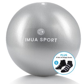 Barre Ball by IMUA Sport with Grippy Socks (S) - 9-inch Small Exercise Ball for Barre, Yoga, Pilates and More with a Pair of Grippy Socks (Small) - Workout Guide Included
