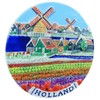 Souvenir Magnet Holland 1 x 7.5 cm Diameter Tulips Windmill