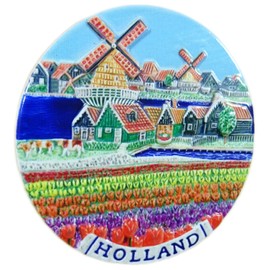 Souvenir Magnet Holland 1 x 7.5 cm Diameter Tulips Windmill Maritime Fridge Magnet Figure Decoration GMTX 16773