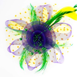 DRESHOW Fascinators Hat Flower Mesh Ribbons Feathers on a Headband and a Clip Tea Party Headwear for Girls and Women