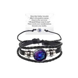 Atiptu Zodiac Signs Spirit Bracelet Constellation Bracelet for Women Men Zodiac Bracelets Adjustable Glow in the Dark Zodiac Gift for Constellation Lover (Pisces)