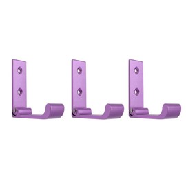 FYTRONDY 3" Foldable Coat Hooks Wall Mounted Hanging Hooks Heavy Duty Aluminum Alloy Hooks for Bedroom Living Room Entryway Corridor Kitchen Bathroom (Purpcolor, Large 3 Pack)