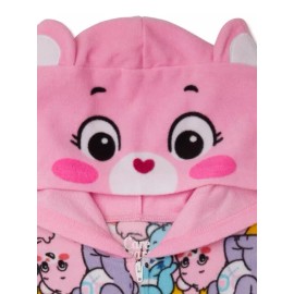 Care Bears Girl's Soft Fleece Hooded Print Pajama Sleeper