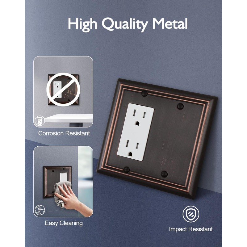 ZILLSEA Aged Bronze Wall Plate, Rocker Blank Combination Wall Plate,
