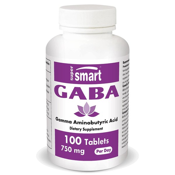 Supersmart - GABA 750 mg Per Day (Gamma-Amino Butyric Acid) - Emotional Wellbeing | Non-GMO & Gluten Free - 100 Tablets