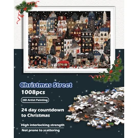 Jigsaw Puzzle Advent Calendar 2025,24 Box Christmas Puzzle for Adult Kids-Winter Town,1008 Piece,19.7 inches x 27.6 inch,Christmas Countdown Calendar Family Puzzle Game