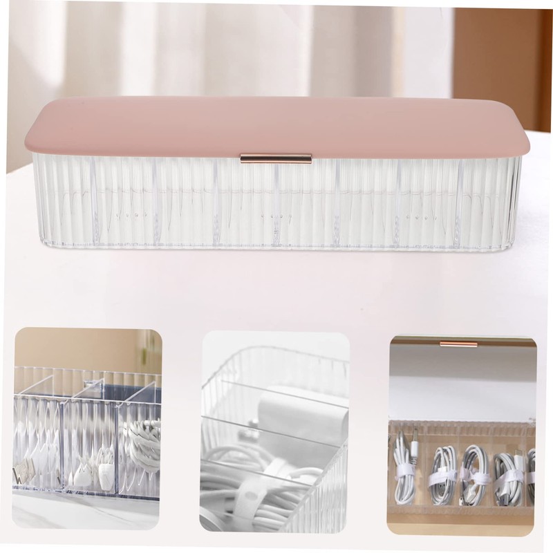 Operitacx Multi Compartment Cable Organizer Box Dustproof Cord Storage Case