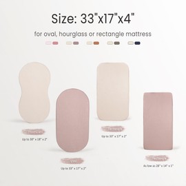 lulumoon Sábanas para moisés de Muselina para bebés: sábanas de algodón Neutro para niños y niñas, sábanas de moisés Ajustadas para Ovalado Rectangular o Reloj de Arena (Sand & Cream)