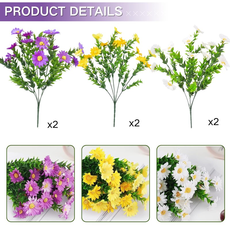 ASTRYAS 21 Bundles Artificial Flowers Outdoor, Faux Artificial Plants UV