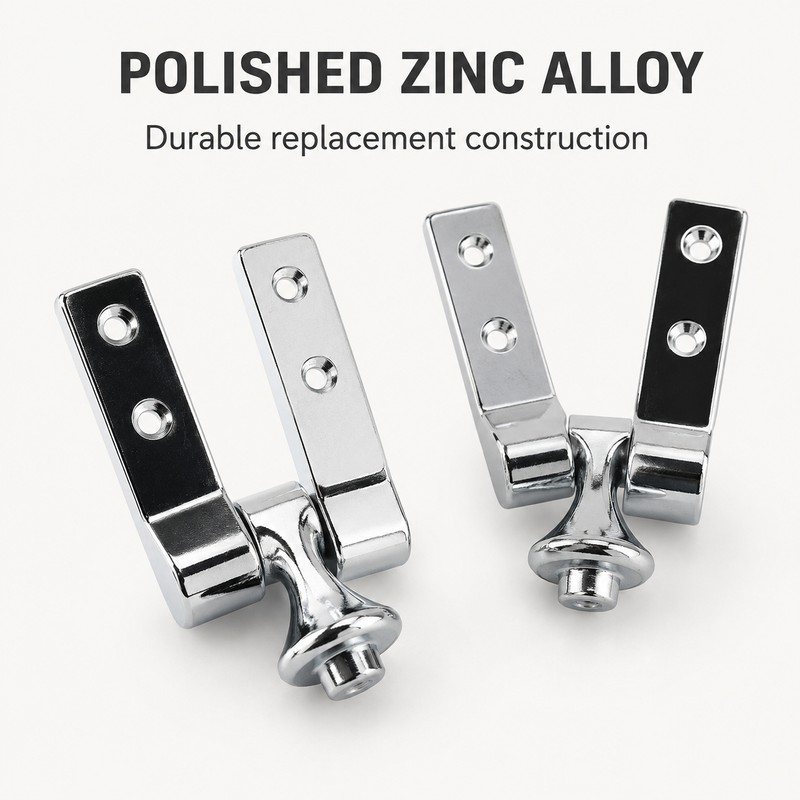 Universal Zinc Alloy Toilet Seat Hinge Replacement Set with Adjustable
