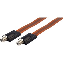 SCHWAIGER 5361 Window Feed-Through SAT Cable Coaxial Cable Flat Ribbon Cable SAT Connector F-Connector for Windows Doors F-Coupling 44 cm Orange Ultra Flat