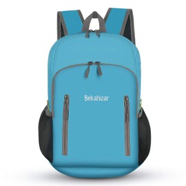 Bekahizar 20L Ultra Lightweight Backpack Foldable Hiking Daypack Rucksack Water Resistant Travel Day Bag for Men Women Kids Outdoor Camping Mountaineering Walking Cycling Climbing (Blue)
