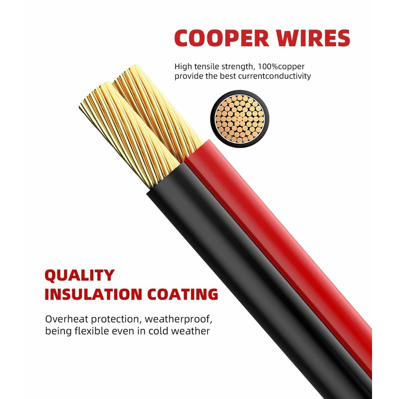 BERLAT Solar Extension Cable - 10AWG, 30cm with 2 SAE