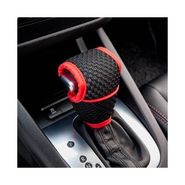 Yourkar Car Gear Shift Knob Cover, Breathable Automotive Shift Knob Gear Handle Stick Protector Cover, Anti-Slip Anti-Scratch Auto Stick Shift Cover, Universal Car Accessories (Black+Red, Regular)
