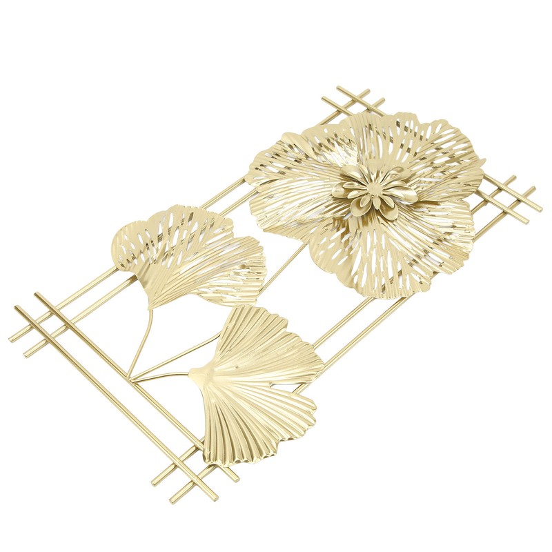 Ginkgo Leaf Wall Hanging Decor Metal Iron 3D Golden Ginkgo