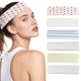 Tgsedr 6 Pcs Headbands for Women's Hair Soft Head Bands Elastic Hair Bands for Girls Adult Women No-Slip Fashion Headbands Heart Head Band Floral Head Bands for Girls Yoga Sports