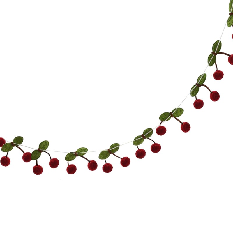 LUJIYY Soft and Realistic Handmade Cherry Felt String Garlands for