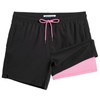 MaaMgic Mens Swim Trunks with Compression Liner 2 in 1 Swimming Shorts Stretch 5.5" Quick Dry Bathing Suits,Black Pink,Large