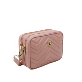 Alice Wheeler Soho Quilted Camera Shoulder/Cross Body Bag (Cream Pink)