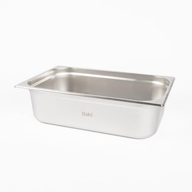Baki Stainless Steel Gastronorm Container 1/1 Food Pan 65, 100, 150 mm Deep with & Without Lid (150mm Deep)