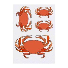 4 x 'Beach Crab' Temporary Tattoos - Water Resistant, Skin-Safe, Non-Toxic Transfers, Mixed Sizes (TO00034349)