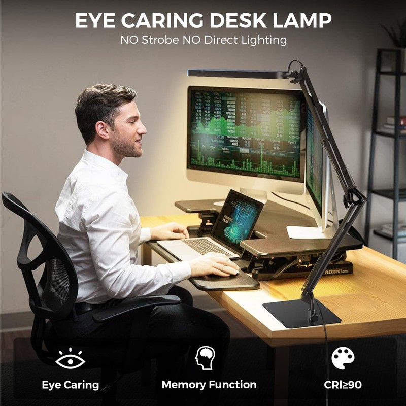 SKYLEO LED Desk Lamp with Slim Base - Adjustable Swing