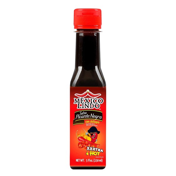 Mexico Lindo Picante Negra Xxxtra Hot Sauce | Scoville Unit Level 80,000 | Sugar Free | 5 Fl Oz Bottles (Pack of 12)