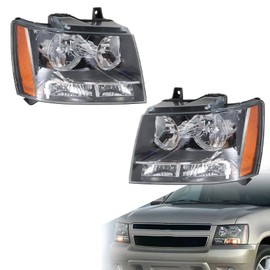 SEBLAFF Halogen Headlight Assembly Headlights with Clear Lens Amber Corner Left & Right Side Replacement for 2007-2014 Tahoe Suburban Avalanche