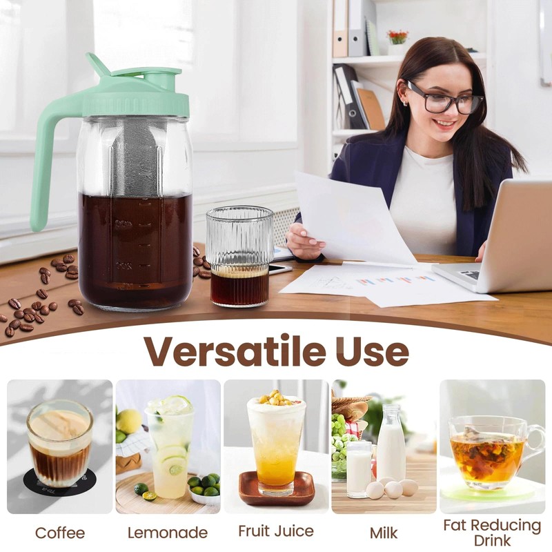Cold Brew Coffee Maker,32 oz Mason Jar Pitcher with Stainless